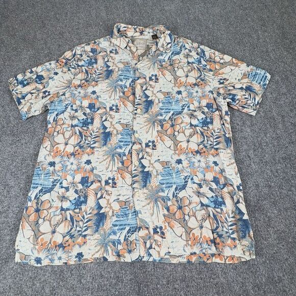 Margaritaville Other - Margaritaville Shirt Mens L Hawaiian Floral Silk Linen Beach Resort Cruise Dad